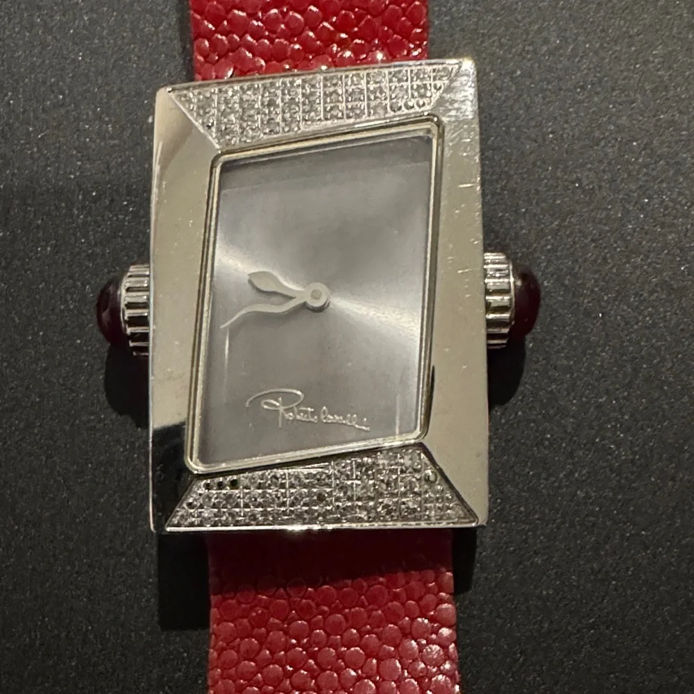 Roberto Cavalli Red and Silver Watch